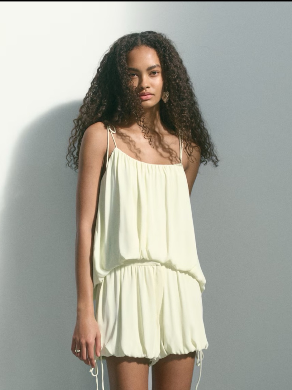 H&M BUBBLE-HEM TIE-STRAP TOP